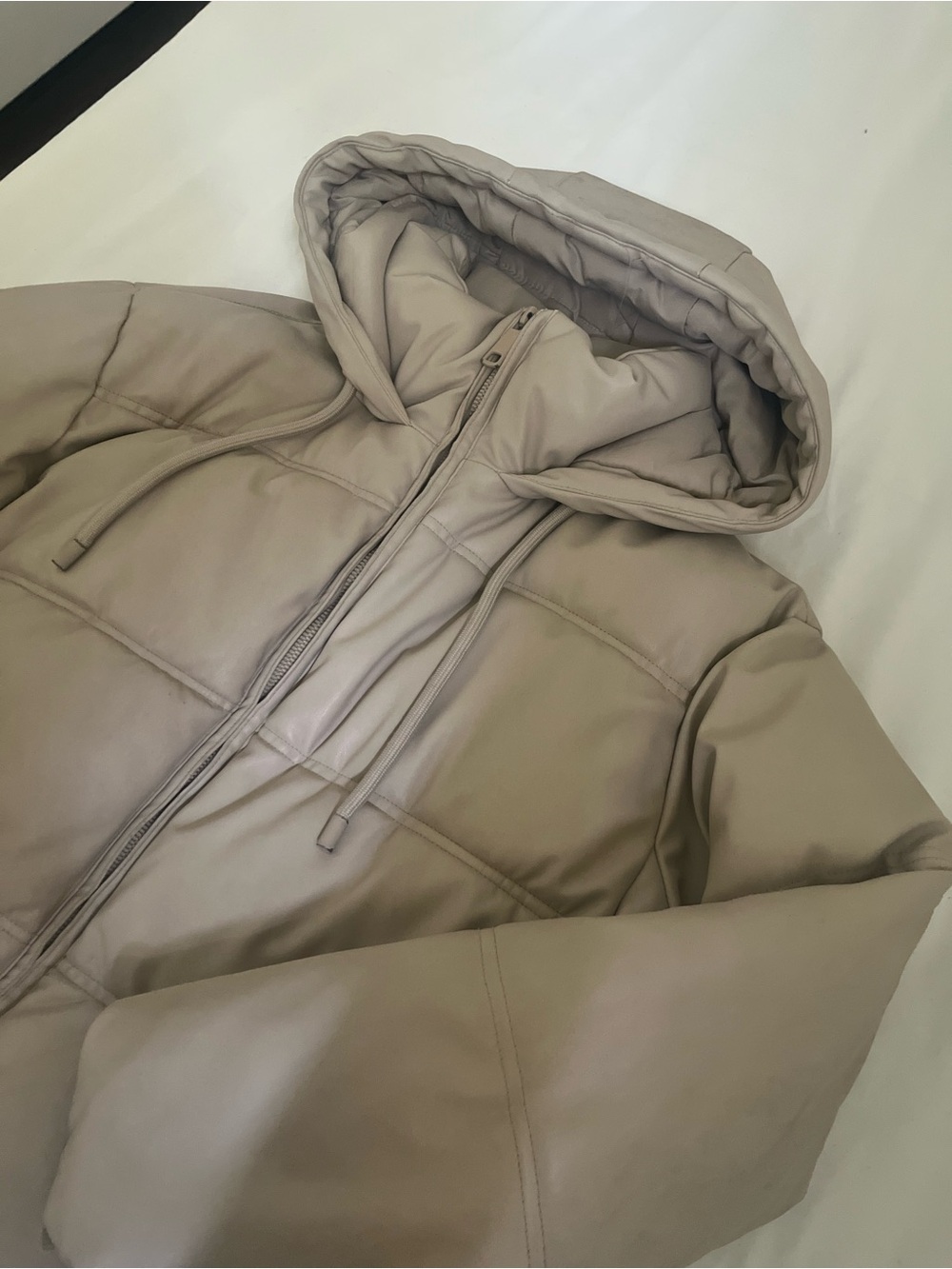 Zara Taupe Hooded Puffer Jacket
